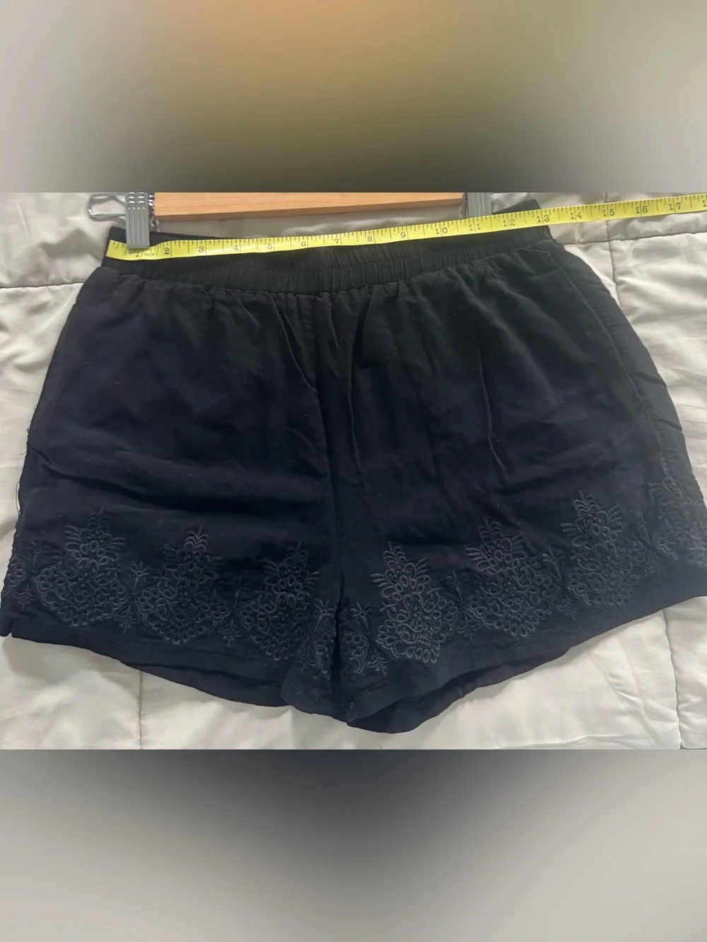 Forever 21 Black High-Waist Embroidered Shorts